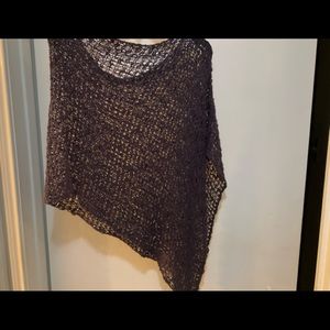 COPY - Crotchet dark plum/purple color poncho with open weave